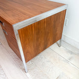 Mid Century Walnut + Chrome Desk