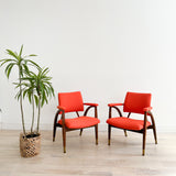 Pair of Reclining Occasional Chairs - Orange/Red