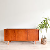 Danish Teak Credenza w/ Sliding Doors