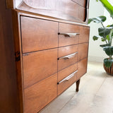 Sculpted Front Walnut Highboy Dresser