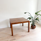 Mid Century Burlwood Parsons Dining Table w/ 1 Leaf