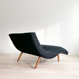 Mid Century Wave Chaise - New Black Upholstery