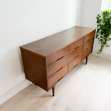 Mid Century Low 9 Drawer Dresser - Formica Top
