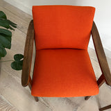 Pair of Mid Century Lounge Chairs - New Orange Upholstery