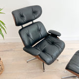 Plycraft Lounge Chair and Ottoman w/ Black Leather