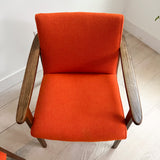 Pair of Mid Century Lounge Chairs - New Orange Upholstery