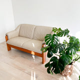 Vintage Ekornes Sofa w/ Beige Leather