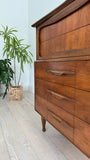 Sculpted Front Walnut Highboy Dresser