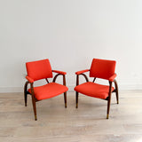 Pair of Reclining Occasional Chairs - Orange/Red