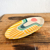 Oval Plate - Mustard/Green/Pink