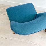 Swivel Lounge Chair w/ New Blue Upholstery