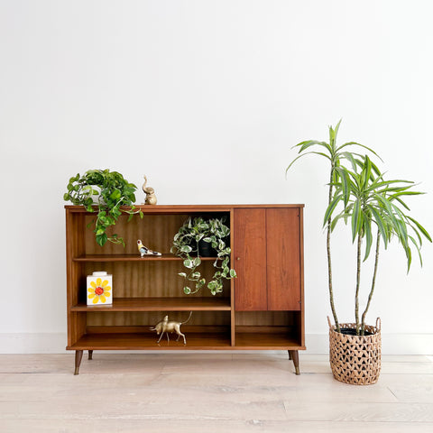 Mid Century Curio Cabinet w/ Sliding Glass Doors