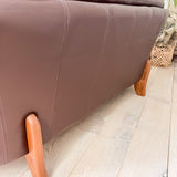 Vintage Leather Sofa w/ Teak Legs