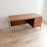 Mid Century Walnut + Chrome Desk