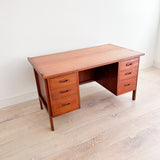 Large Danish Teak Desk w/ Finished Back