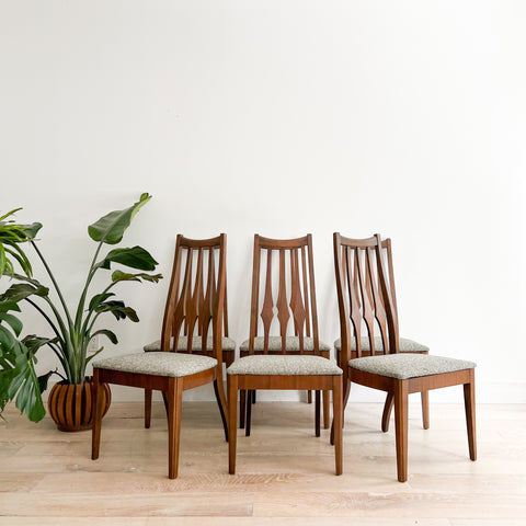 Set of 6 Mid Century Walnut Dining Chairs - New Upholstery