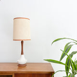 Vintage Sculpted Wood and Ceramic Lamp