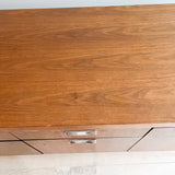 Mid Century Walnut + Chrome Credenza