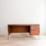 Mid Century Walnut + Chrome Desk