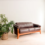 Vintage Leather Sofa w/ Teak Legs