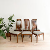 Set of 6 Mid Century Walnut Dining Chairs - New Upholstery