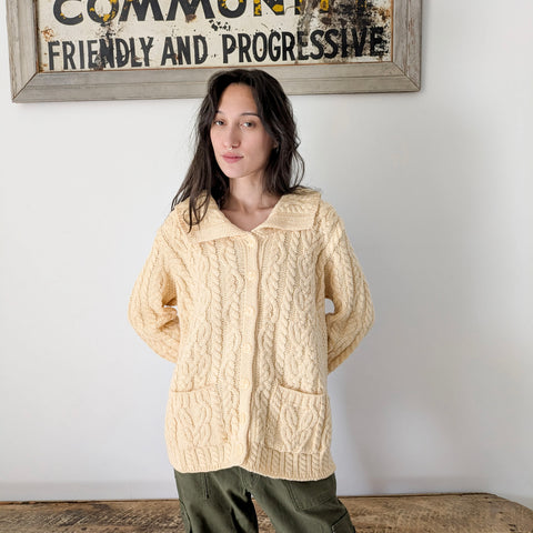Cream Wool Oversized Cardigan