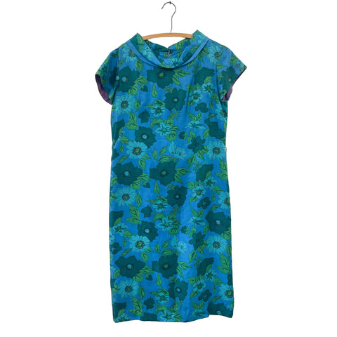 Blue and Green Floral Dress