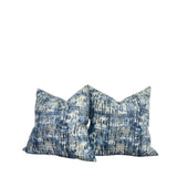 Pair 22" Navy abstract shimmer linen