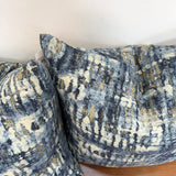 Pair 22" Navy abstract shimmer linen