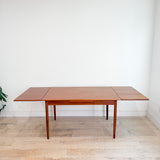 Small Danish Teak Expandable Dining Table - Tapered Legs