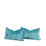 Pair 14x22" Teal Tech Cut Velvet