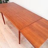 Small Danish Teak Expandable Dining Table - Tapered Legs