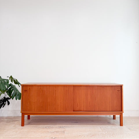 Danish Teak Credenza w/ Sliding Doors