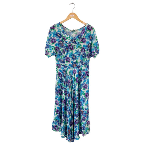 90s floral dress 90s Rayon Floral Dress
