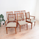 Set of 6 Mid Century Dining Chairs - Green Tweed