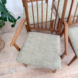 Set of 6 Mid Century Dining Chairs - Green Tweed
