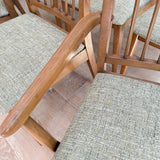 Set of 6 Mid Century Dining Chairs - Green Tweed