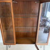 Mid Century Walnut Curio w/ Glass Shelving