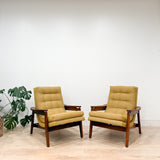Pair of Scoop Chairs - New Golden Yellow Upholstery