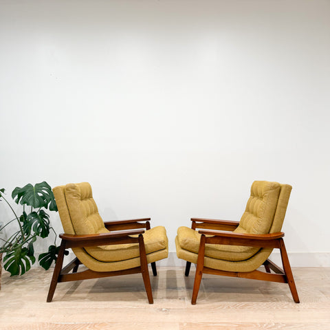 Pair of Scoop Chairs - New Golden Yellow Upholstery