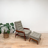 Mid Century Scoop Chair + Ottoman - New Upholstery