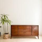 Walnut 9 Drawer Low Dresser