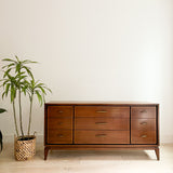 Walnut 9 Drawer Low Dresser