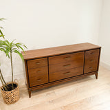 Walnut 9 Drawer Low Dresser