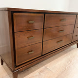 Walnut 9 Drawer Low Dresser