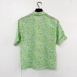 Vintage Green Short Sleeve Floral Top