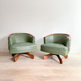 Pair of Turtle Back Swivel Lounge Chairs