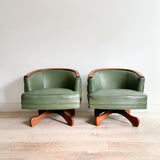 Pair of Turtle Back Swivel Lounge Chairs