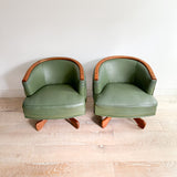 Pair of Turtle Back Swivel Lounge Chairs