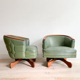 Pair of Turtle Back Swivel Lounge Chairs